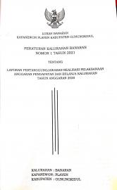 LAPORAN PERTANGGUNGJAWABAN REALISASI PELAKSANAAN APBKal TAHUN 2020